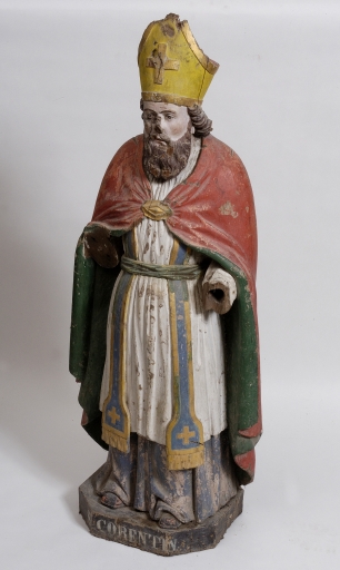 Ensemble de 2 statues : saint Corentin et saint Lubin