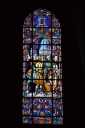 Ensemble des 3 verrières à personnages des baies 200, 201 et 202 : Scènes de la vie de saint Méloir