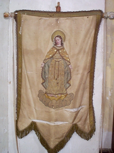 Bannière de procession : Immaculée Conception, saint Coeur de Marie