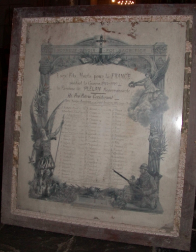 Ensemble de 2 tableaux commémoratifs des morts de la guerre de 1914-1918