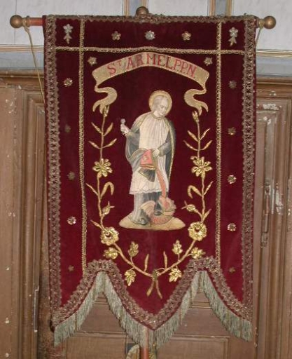 Bannière de procession paroissiale : Saint Armel capture la guivre