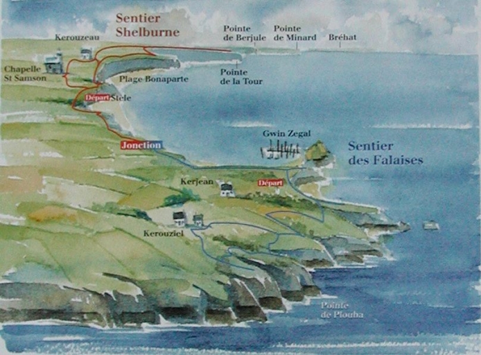 Ensemble commémoratif : réseau Shelburn, Camblac'h ; Kersauzon ; Anse Cochat ; Plage Bonaparte ; pointe de la Tour (Plouha)