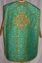 Ornement vert : chasuble, bourse de corporal, étole, manipule, voile de calice