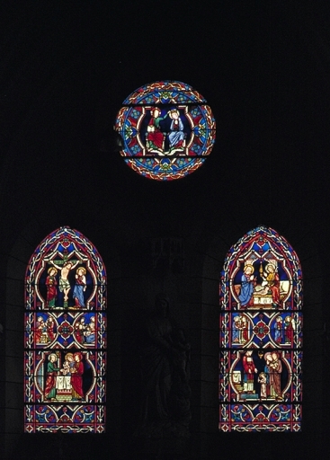 Verrière de la baie 1 : La vie de Jésus (vitrail archéologique)