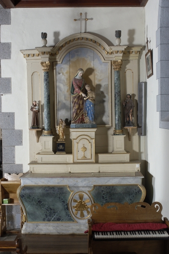 Ensemble de l'autel de sainte Anne : autel, tabernacle, retable, 2 gradins d'autel, tableau d'autel