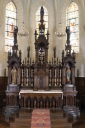 Ensemble du maître-autel : autel, tabernacle, 2 gradins d'autel, exposition, retable, 3 degrés d'autel
