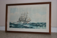 Estampe : Trois-mâts par gros temps