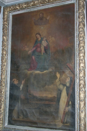 Tableau d'autel : Don du Rosaire à saint Dominique et à sainte Catherine