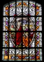 Ensemble des 6 verrières des baies 1 à 4, 6, 8 : Jésus calme la tempête, Don des clés à saint Pierre, Sainte Famille, saint Martin