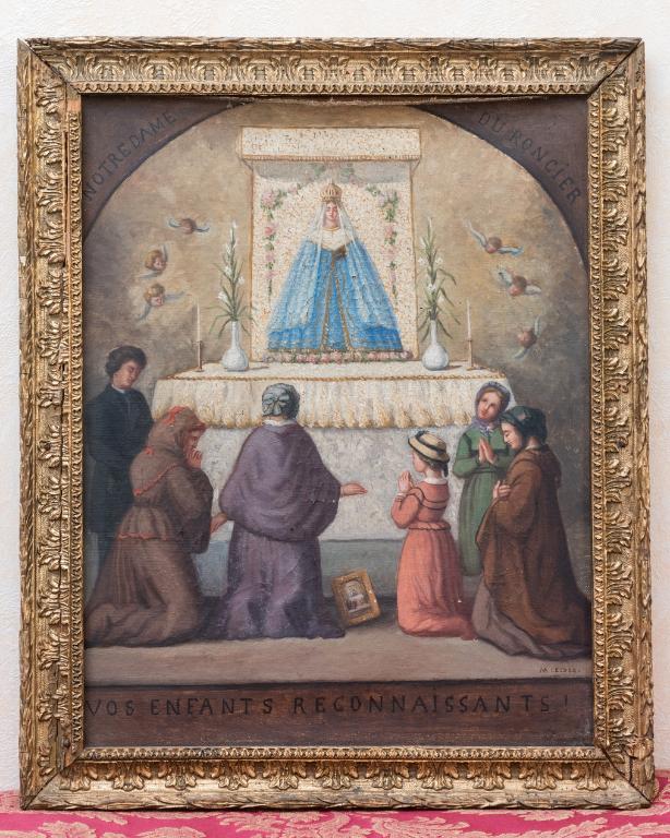Tableau ex-voto : fidèles en prière devant Notre-Dame du Roncier, basilique Notre-Dame-du-Roncier (Josselin)
