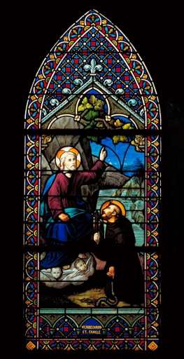 Verrière à personnages de la baie 6 : Apparition du Christ à François d'Assise