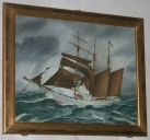 Tableau ex-voto : Trois-mats goélette terre-neuva dans la tempête