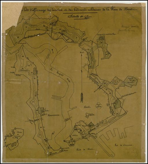 Caserne de l'Harteloire (pour 1 300 hommes) (détruite), rue Duguesclin, Quartier intra-muros de la rive gauche (Brest)