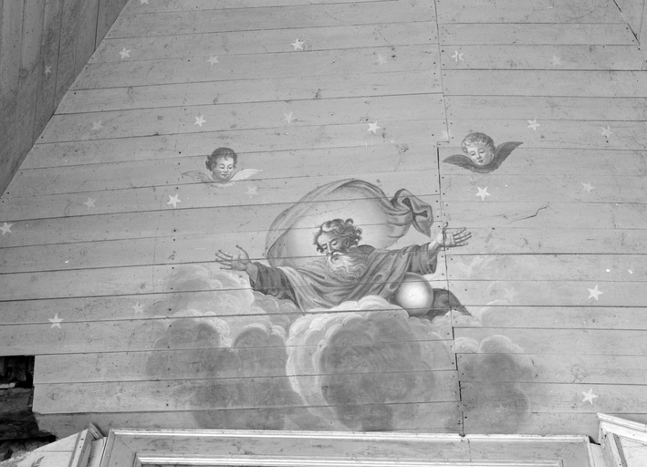 Lambris de couvrement : Père éternel, église paroissiale Saint-Pierre Saint-Paul (Kergrist)