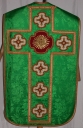 Ornement vert 3 : chasuble, bourse de corporal, étole, voile de calice