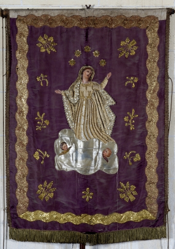 Bannière de procession : Assomption, Don du Rosaire