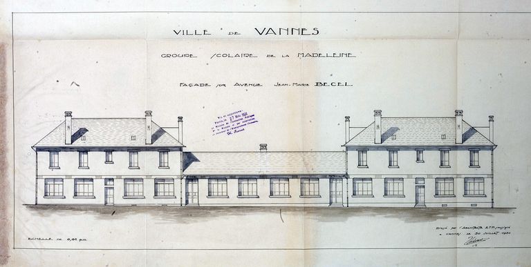 École maternelle, école primaire de la Madeleine, puis Calmette, 9 avenue Jean-Marie Bécel (Vannes)