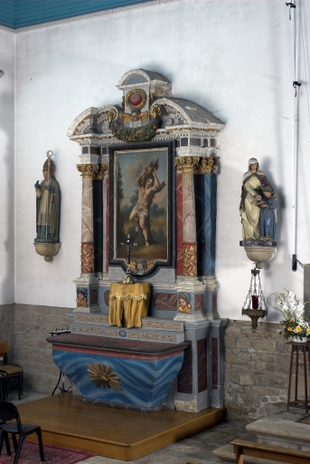Autel ; retable de saint Sébastien