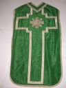 Ornement vert 1 : chasuble, bourse de corporal, étole, voile de calice