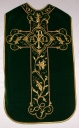 Ornement vert 1 : chasuble, bourse de corporal, étole, manipule, voile de calice