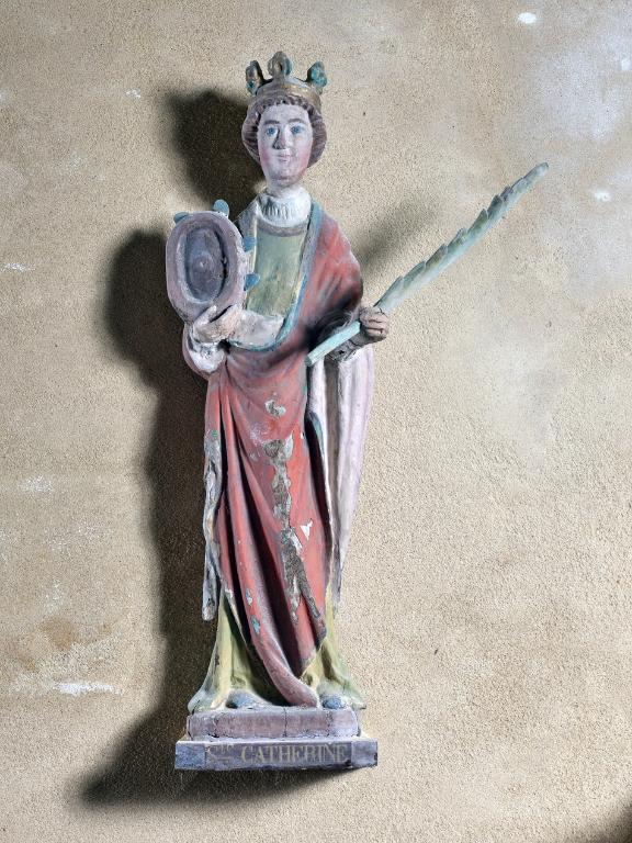 Statue (d'applique, petite nature) : sainte Catherine d'Alexandrie, chapelle Notre-Dame de Penhors (Pouldreuzic)