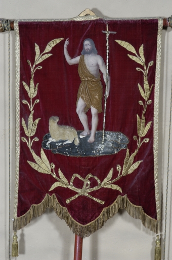 Bannière de procession : Saint Jean-Baptiste, Enfant-Jésus