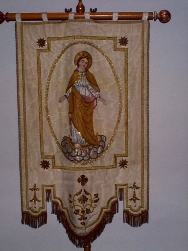 Bannière de procession : Immaculée Conception, sainte Jeanne d'Arc