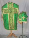 Ornement vert 1 : chasuble, étole, voile du calice
