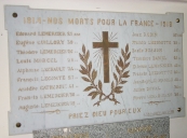 Tableau commémoratif des morts de la guerre de 1914-1918, de la guerre d'Indochine et de la guerre d'Algérie