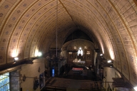 Décor de charpente : lambris de couvrement, 6 blochets, 2 entraits, sablières