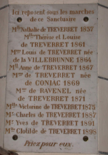 Plaque commémorative de la famille de Tréverret