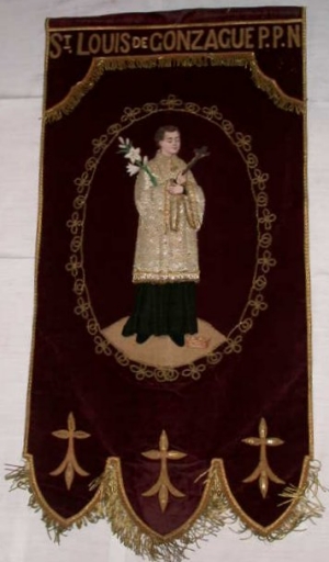 Bannière de procession : Sacré Coeur, Saint Louis de Gonzague