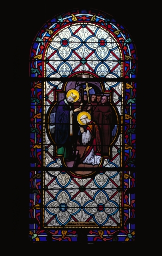 Ensemble des verrières à personnages de la nef (baies 7 à 14) : Vie de saint Briac