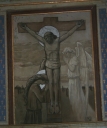 Tableau d'autel : Christ en croix avec un ange et sainte Marie-Madeleine, Chaumeray (Guipry fusionnée en Guipry-Messac en 2016)