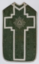 Ornement vert 4 : chasuble, bourse de corporal, étole, manipule, voile de calice