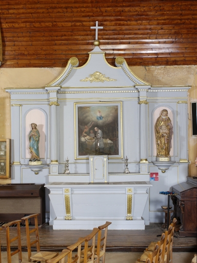 Ensemble de l'autel secondaire sud, dit des agonisants : autel, tabernacle, gradin d'autel, retable, degré d'autel