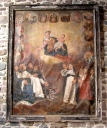 Tableau : Remise du Rosaire à saint Dominique et à sainte Catherine