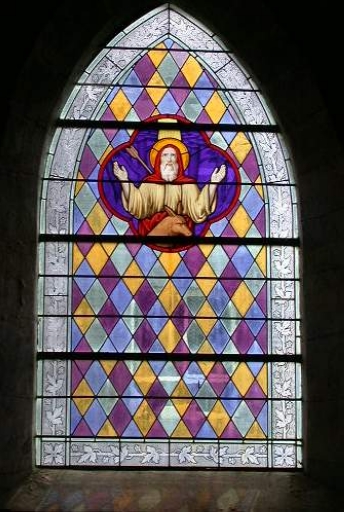 Ensemble des 7 verrières de l'église : Saint Pierre, Saint Paul, Saint Gilles, Immaculée Conception