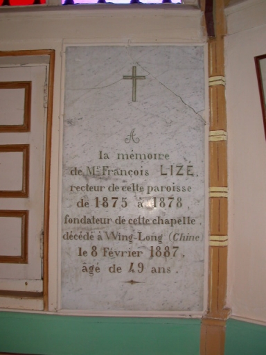 Plaque commémorative de l'abbé François LIZE