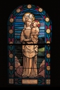 Verrière à personnages de la baie 6 : Vierge à l'Enfant, dite Notre-Dame du Port (Guipry fusionnée en Guipry-Messac en 2016)