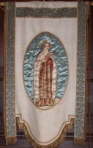 Bannière de procession : Sainte Thérèse de l'Enfant-Jésus, Immaculée Conception