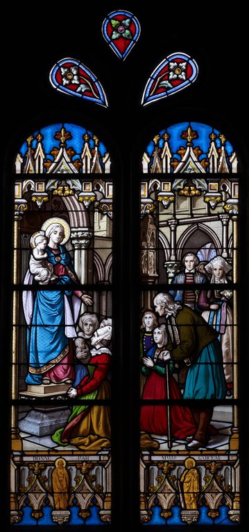 Ensemble de 11 verrières à personnages des baies 1 à 10 et 00, église Saint-Pierre (Sérent)