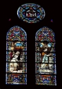 Verrière à personnages de la baie 103 : la première messe