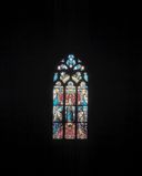 Ensemble des 2 verrières de la baie 7 : Mariage de la Vierge, et de la baie 9 : Immaculée Conception, basilique Notre-Dame-du-Roncier (Josselin)