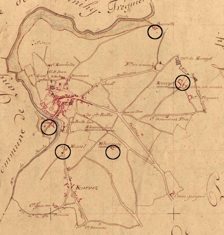 Les seigneuries de l'espace péri-urbain sur la commune de La Roche-Derrien (fusionnée en La Roche-Jaudy en 2019)