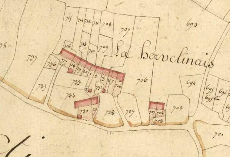 Alignement de maisons, La Hervelinais, (Rimou)