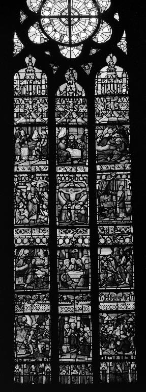 Verrière à personnages de la maîtresse-vitre : L'Eucharistie, église paroissiale Saint-Pierre (Plouescat)