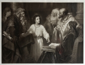 Estampe (?) encadrée : Jésus parmi les Docteurs