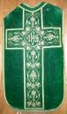 Ornement vert 1 : chasuble, étole, manipule et voile de calice