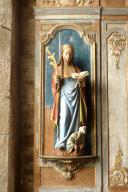 Statue (petite nature, d'applique) : sainte Catherine d'Alexandrie, église Saint-Mélar (Confort-Meilars)